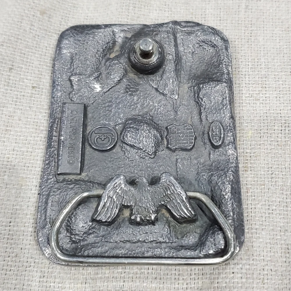 VINTAGE CARPENTER BELT BUCKLE SILVER METAL C&J INC 1994